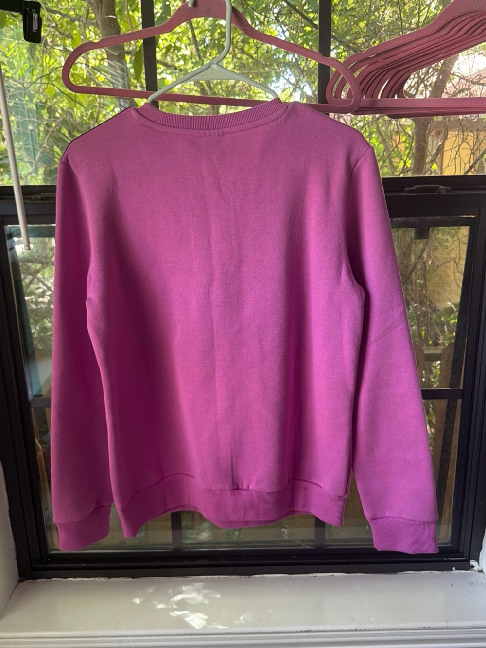 adidas Pink Crewneck Sweatshirt with Black Stripes - Picture 3 of 3